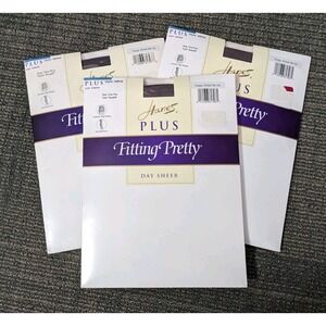 3 Hanes Fitting Pretty Pantyhose Plus Size One 1 Town Taupe Day Sheer NOS 2000